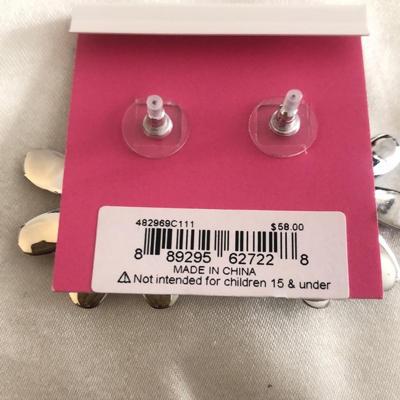 Betsey Johnson Silver Tone Daisy Stud Earrings Pink LadyBug Crystal Accents NWT - Picture 12 of 13
